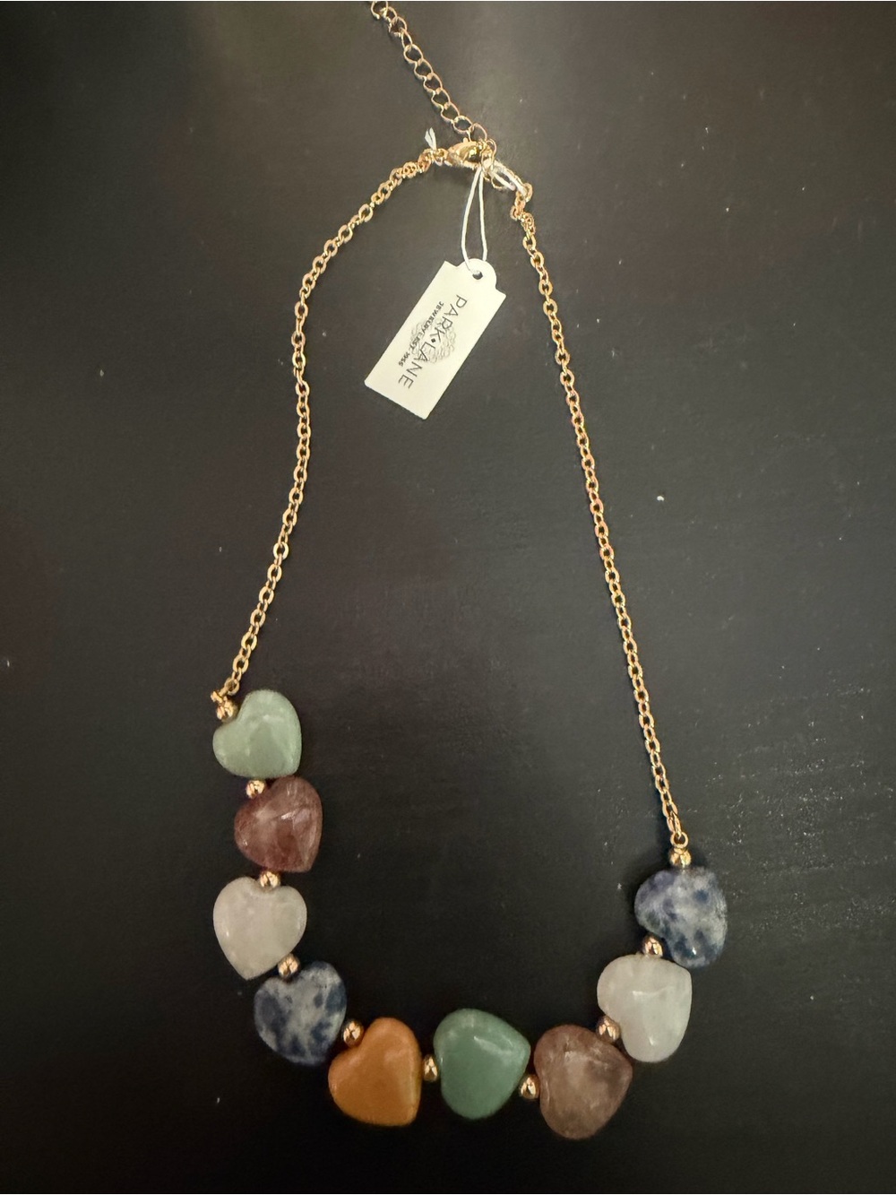 Park Lane Gold-Tone Necklace with Multicolor Heart Gemstones